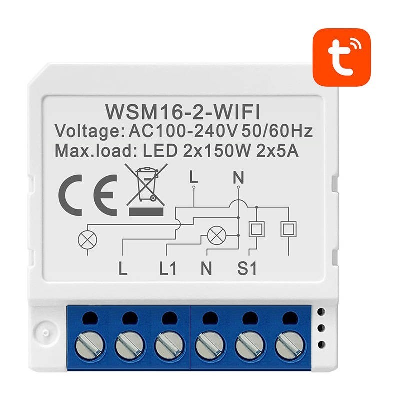 Модуль интеллектуального переключателя WiFi WSM16-W2 TUYA Avatto