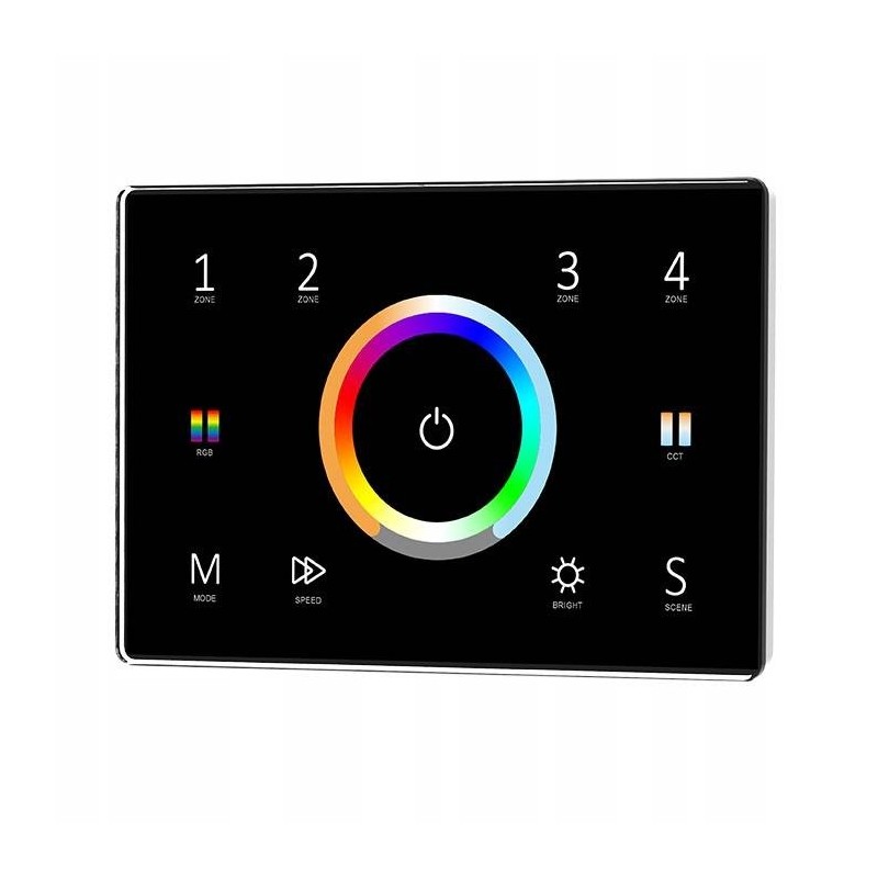 Пульт дистанционного управления для контроллера RGB+CCT 4-зонная панель 230 В черная серия SD