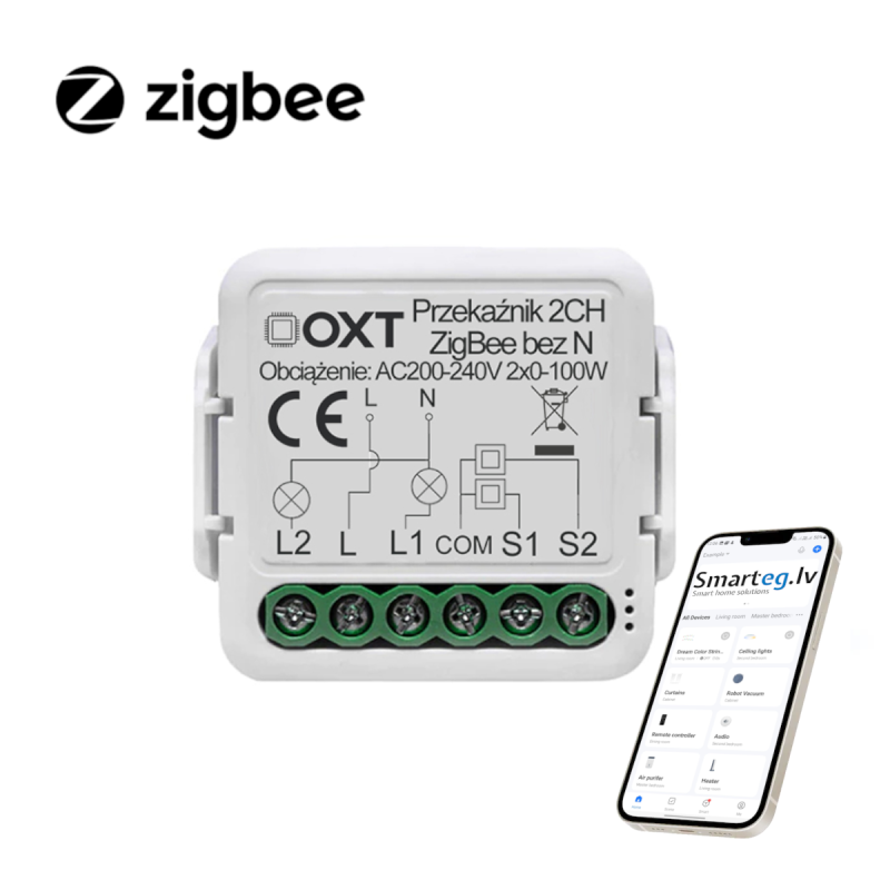 Zigbee 2 button relay without N