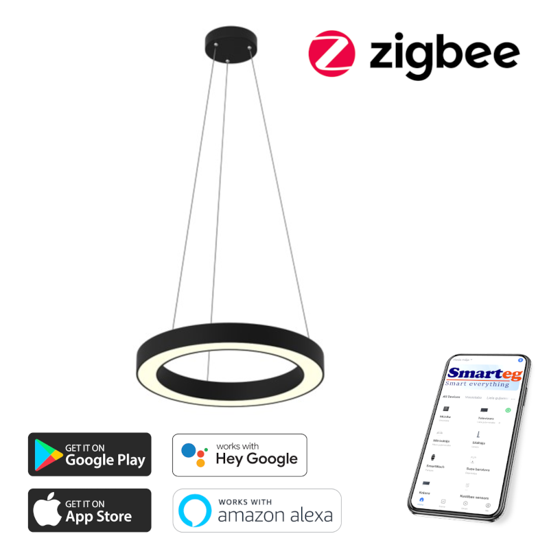 Smart celling lamp 60cm 52W black (Zigbee)
