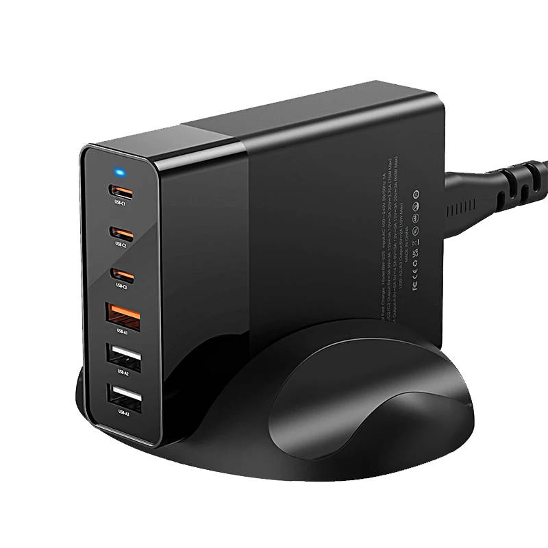 Зарядное устройство Blitzwolf BW-S25, 75 Вт, 3x USB + 3x USB-C (черное)