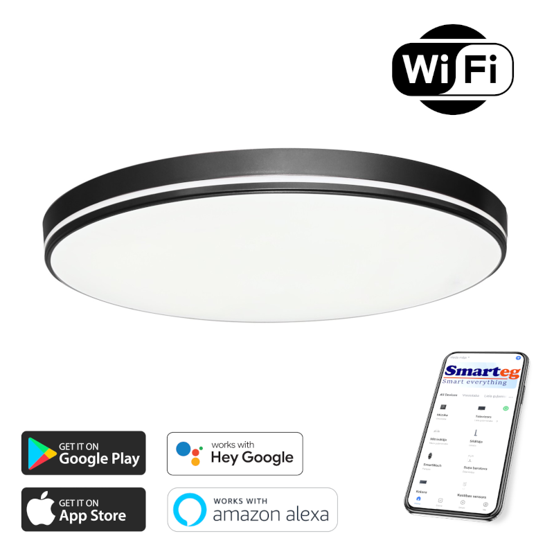 Viedā lampa 40cm 20W melns Wi-Fi