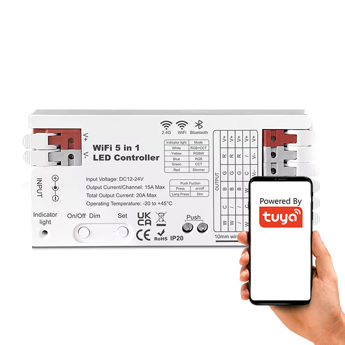 Контроллер LED 5 Вт 1 RGBCCT 15A RF 2.4GHz + WIFI + BLUETOOth Серия GL TUYA