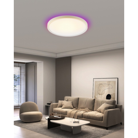 TUDO Smart griestu gaismeklis RGB fona apgaismojums 40cm 50W Tuya WiFi Bāka balta