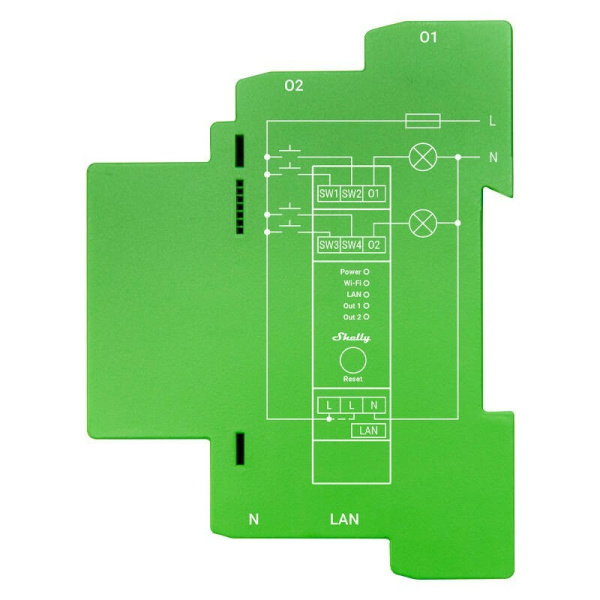 Умный выключатель на DIN-рейку Shelly Pro Dimmer, 2 канала