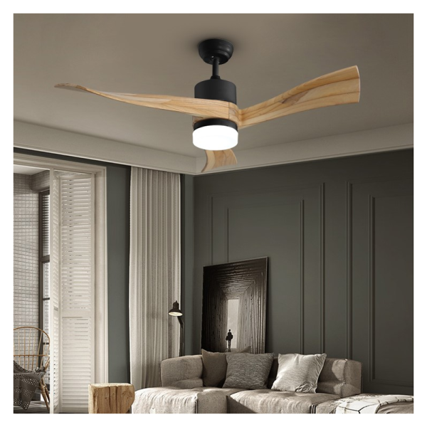 SOFISTICADO Smart LED ceiling light with fan Tuya WiFi black/wood