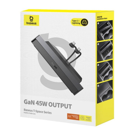 Hub Baseus T-Space ar USB-C līdz USB-C kabeļiem Tesla automašīnām (melns)