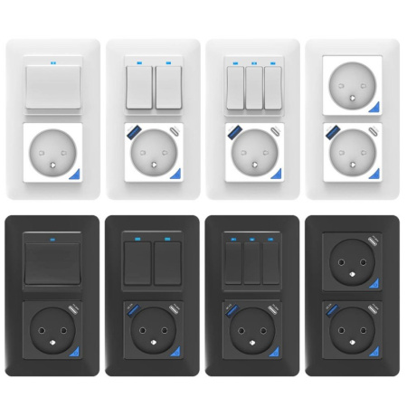 Melns sienas slēdzis USB+TypeC Zigbee