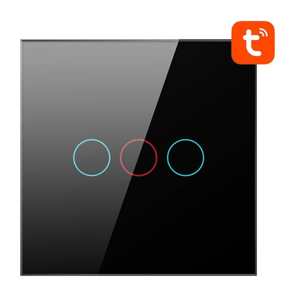 Viedais gaismas slēdzis WiFi TS02-EU-B3, 3 virzienu TUYA (melns) Avatto