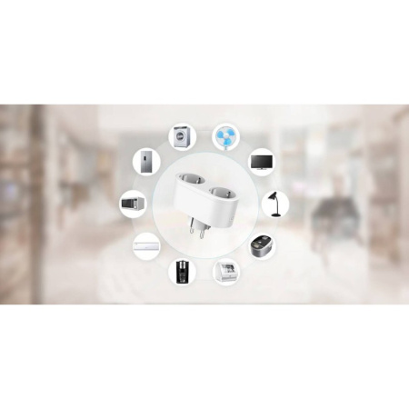 WiFi ligzda ar mērījumu 2 Porti 16A TUYA