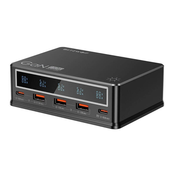 Galda lādētājs Blitzwolf BW-i9 110W PD 3xUSB-A, 2xUSB-C (melns)