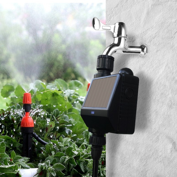 Smart irrigation valve with solar panel + soil moisture sensor, zigbee
