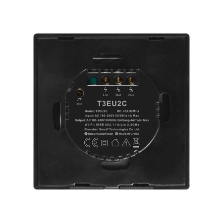 Smart Switch WiFi + RF 433 Sonoff T3 EU TX (2 kanāli)