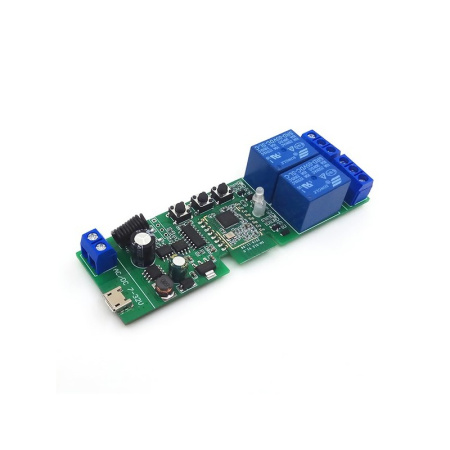 SmartWise 5V-32V 2 grupu viedais releja slēdzis, ar sauso kontaktu un īslaicīgo slēdzi, Zigbee + RF