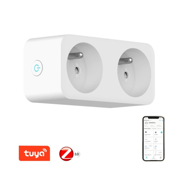 Smart internal double socket, 16A, Zigbee 3.0