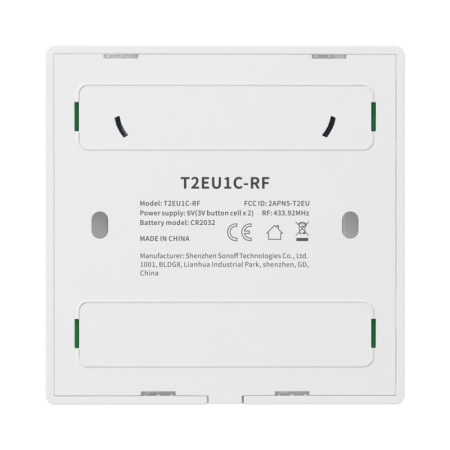 SONOFF T2 EU 1C RF (86 Type) RF 433MHz bezvadu sienas panelis, 1 grupa
