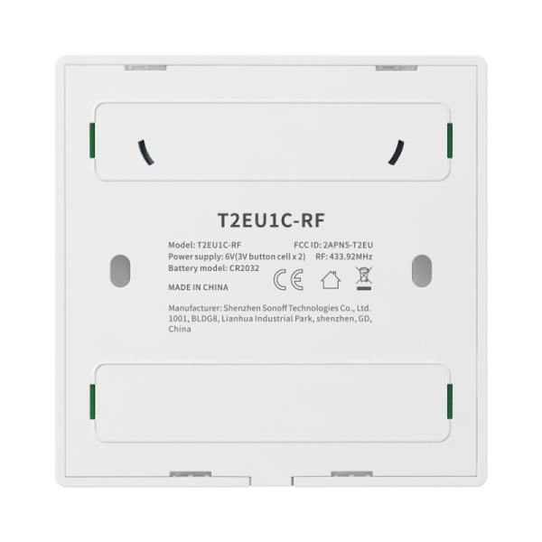 SONOFF T2 EU 2C RF (86 tips) RF 433MHz bezvadu sienas panelis, 2 grupas