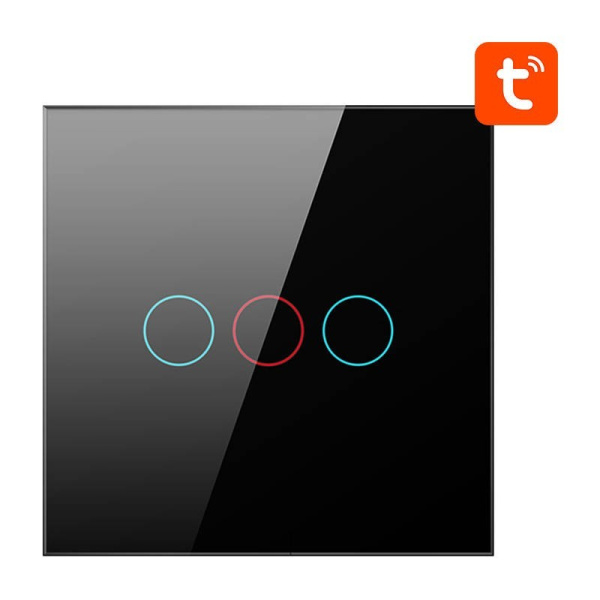 Viedais gaismas slēdzis ZigBee ZTS02-EU-B3 3 virzienu TUYA (melns) Avatto