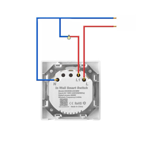 Melns stikls 1 pogas sienas slēdzis Zigbee