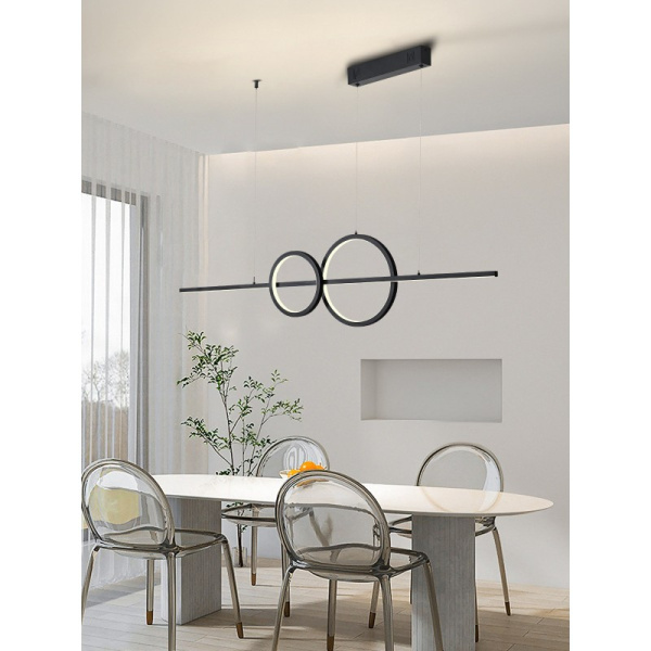 RONDAS Smart pendant luminaire black 131cm 56W Tuya WiFi with BEACON support