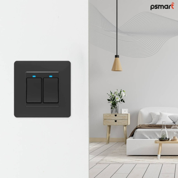 Black 2button mechanical wall switch Zigbee