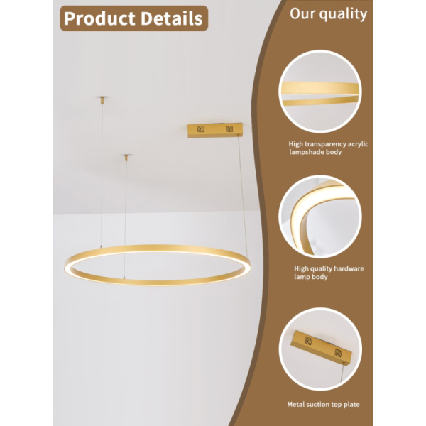 FINO JAUNS Smart kulons gaišs zelts 80cm CCT 60W, Zigbee 3.0