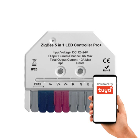 MINI 5 in 1 kontrolieris LED sloksnēm Home Assistant Hue ZigBee TUYA
