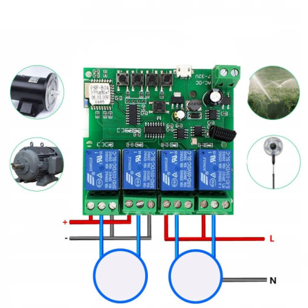 Sonoff 4CH DC 5-32V WiFi + RF433MHz beznapięciowy