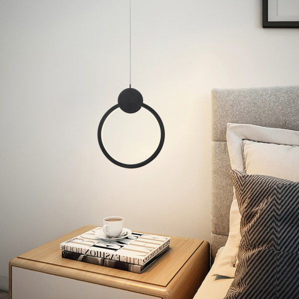 OVALE Smart pendant luminaire black 26cm 18W Tuya WiFi with BEACON support