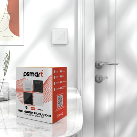 2 pogas Balta stikla sienas slēdzis Zigbee