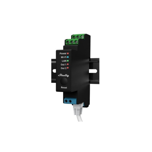 Shelly PRO 2PM WiFi + Ethernet 2 grupu viedais releja slēdzis ar jaudas mērītāju un slēdža režīmu