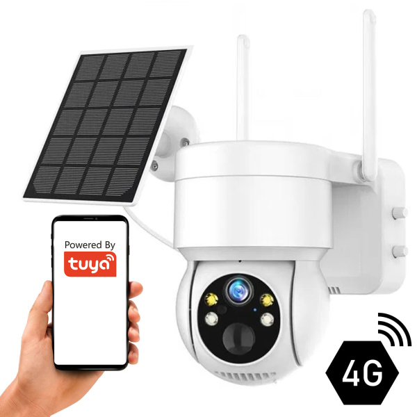 Uzlādējama āra kamera Rotējama IP66 USB-C + panelis 5W 4G LTE TUYA