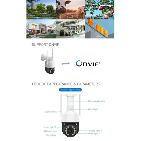 PTZ PAtrol āra kamera 5MP 20x optiskā tālummaiņa WiFi ONVIF TUYA