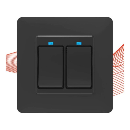 Melns 2 pogu mehāniskais sienas slēdzis Zigbee