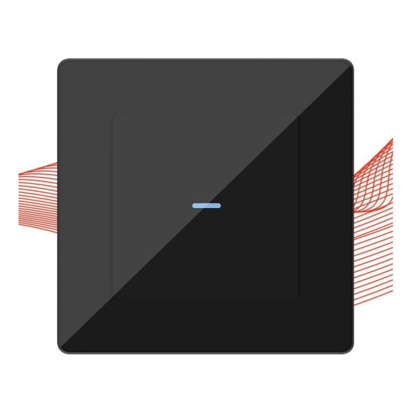 Melns stikls 1 pogas sienas slēdzis Zigbee