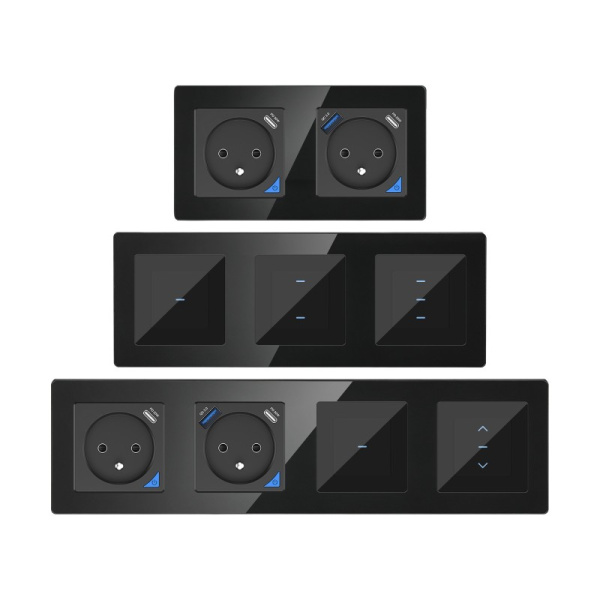 Тройная черная СТЕКЛЯННАЯ рамка из серии RM.