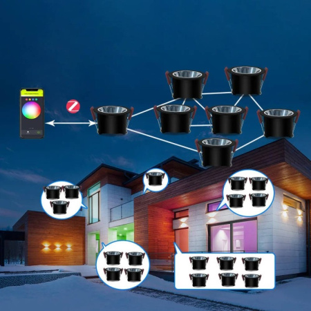 LED griestu lampa 12W RGB+CCT 60 grādi melns GL ZigBee HUE TUYA