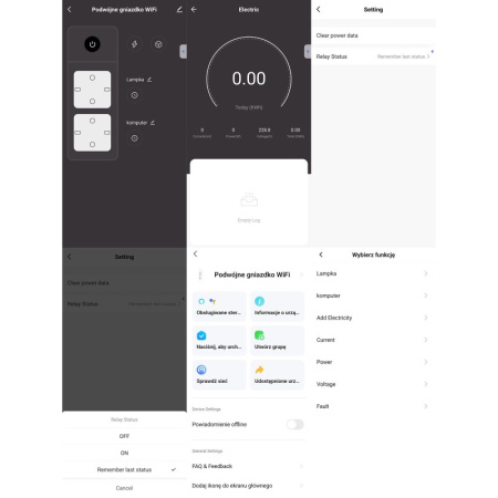 WiFi ligzda ar mērījumu 2 Porti 16A TUYA