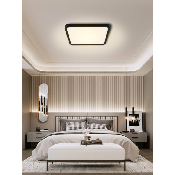 TUDO Smart griestu gaismeklis ar RGB fona apgaismojumu 40x40cm, 50W Tuya WiFi melns