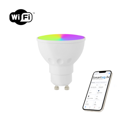 Viedā spuldze LED GU10 6W RGB + CCT krāsa un balta