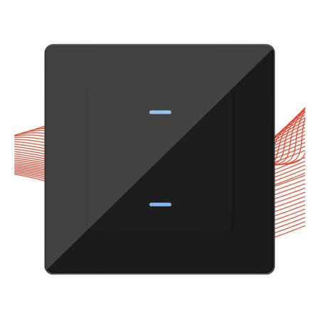 2 pogu stikla melns sienas slēdzis Zigbee