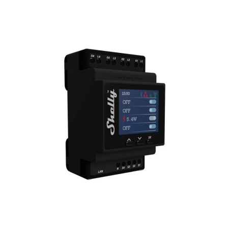 Shelly PRO 4PM WiFi + Ethernet 4 grupu viedais releja slēdzis ar jaudas mērītāju
