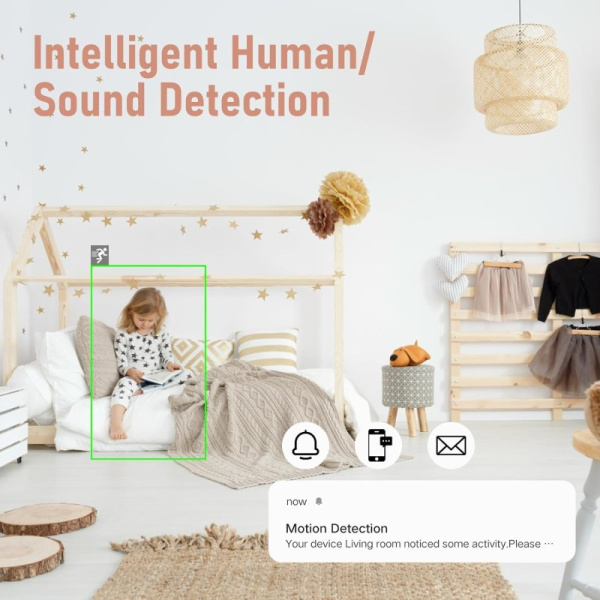 Внутренняя камераSmart Security BABY, 355° 50° P/T, WiFi, 4MP, розовый