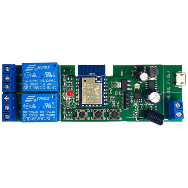 Tuya 2CH DC 5-32V 2 kanāli WiFi + RF bez sprieguma