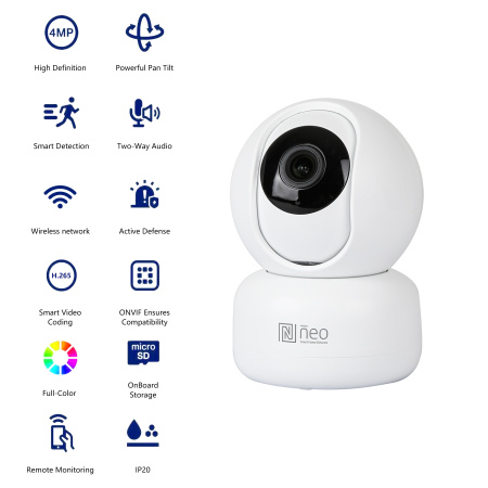 Immax NEO liTE Smart Security iekštelpu kamera, PT, WiFi 2.4GHz, 4MP, ONVIF