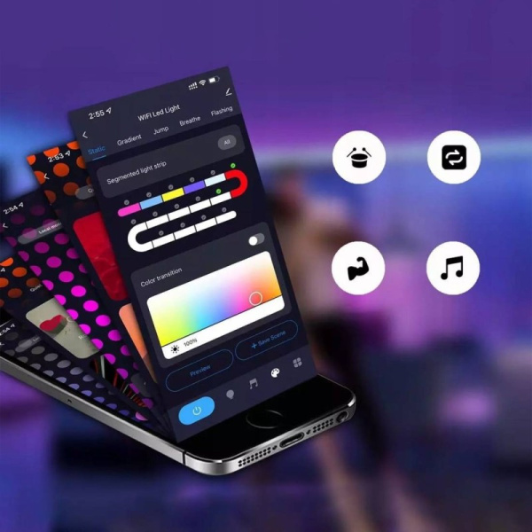 Неон RGBIC 24Вт 12В IP67 Пилот 5м WiFi TUYA