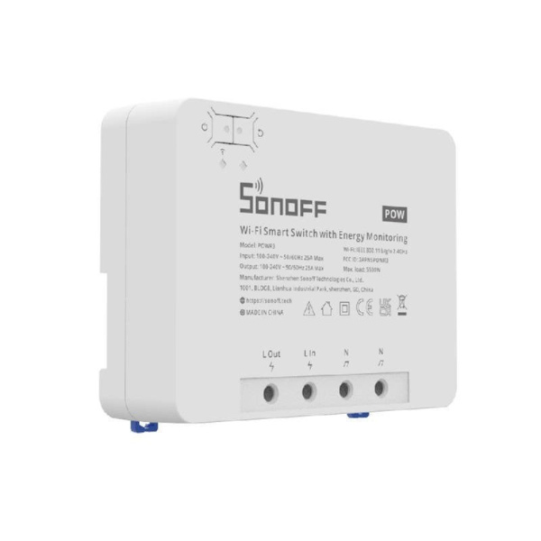 Интеллектуальный коммутатор Wi-Fi с мониторингом энергопотребления Sonoff POWR3 (25 А/5500 Вт)