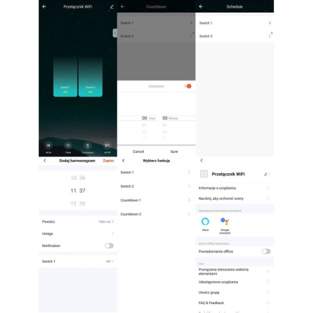 2 ķēžu balts slēdzis KT WiFi TUYA sērija