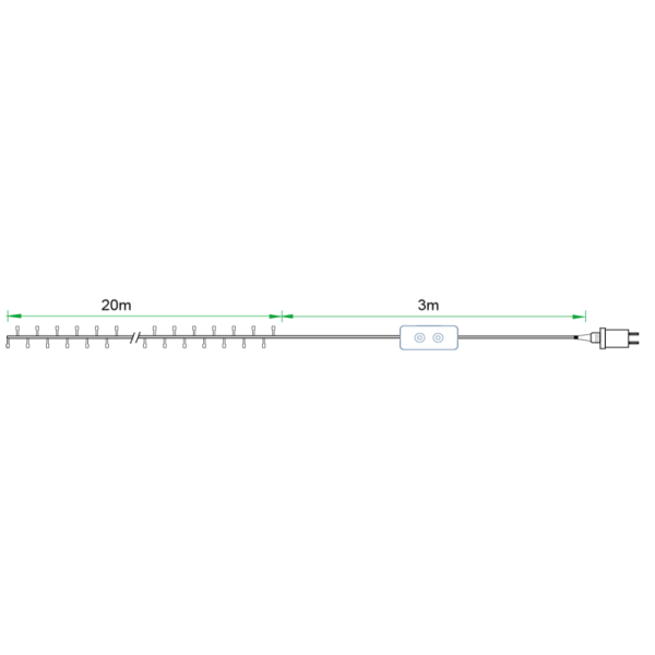 Smart Ziemassvētku LED apgaismojums - ķēde 20m, 200gab CCT diodes, WiFi, TUYA