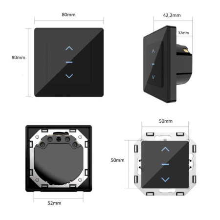 Melna stikla slēdzis rullītim Zigbee